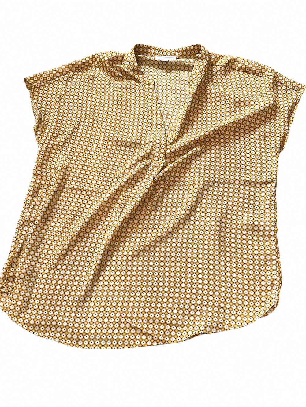 Carolina Belle Montréal Mustard Geometric Print Blouse – Women’s Small
